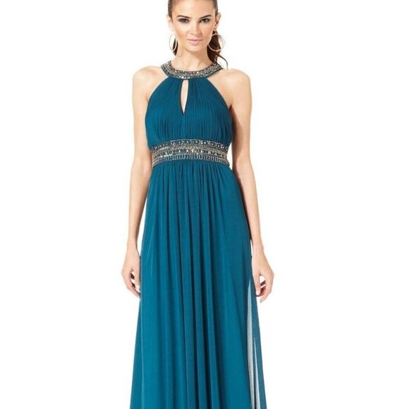 🔹️Cache Eggplant Beaded Ruched Formal Dress Size 4 - Picture 2 of 12